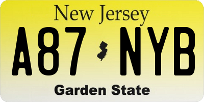 NJ license plate A87NYB