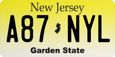 NJ license plate A87NYL