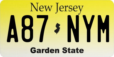 NJ license plate A87NYM