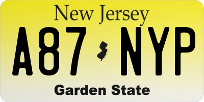 NJ license plate A87NYP