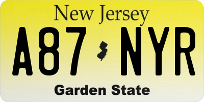 NJ license plate A87NYR