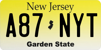 NJ license plate A87NYT