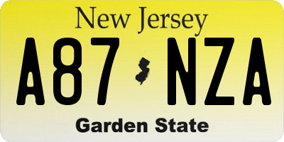 NJ license plate A87NZA