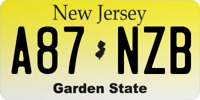 NJ license plate A87NZB
