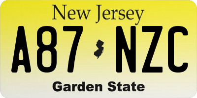 NJ license plate A87NZC