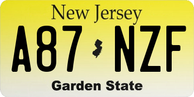 NJ license plate A87NZF
