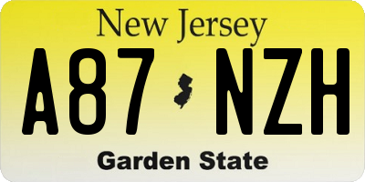 NJ license plate A87NZH