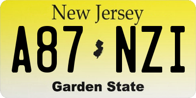 NJ license plate A87NZI