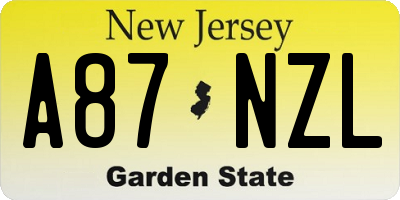 NJ license plate A87NZL