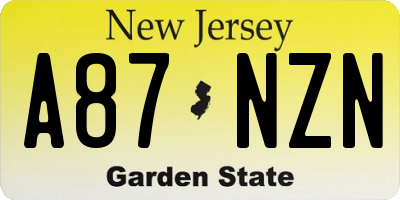 NJ license plate A87NZN
