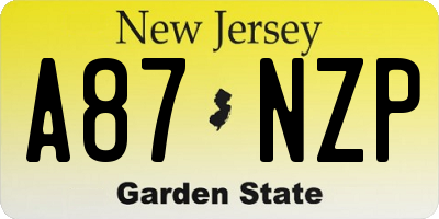 NJ license plate A87NZP