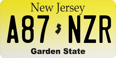 NJ license plate A87NZR