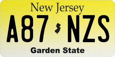 NJ license plate A87NZS