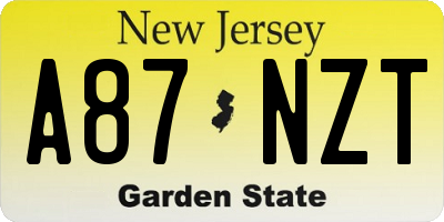 NJ license plate A87NZT