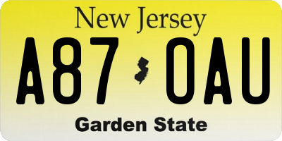 NJ license plate A87OAU