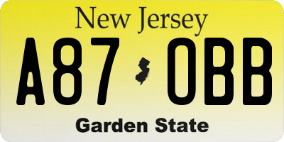 NJ license plate A87OBB