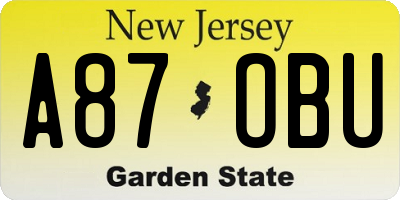 NJ license plate A87OBU