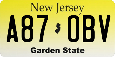 NJ license plate A87OBV