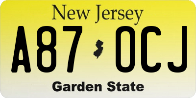 NJ license plate A87OCJ