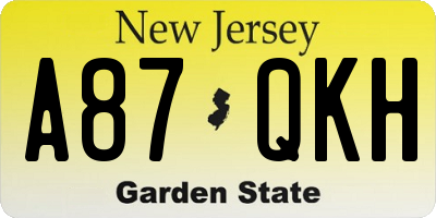 NJ license plate A87QKH