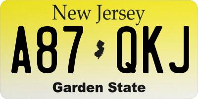 NJ license plate A87QKJ
