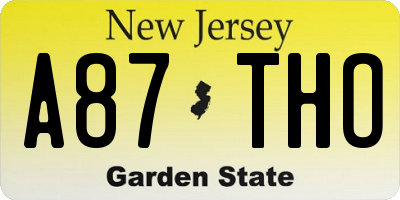 NJ license plate A87THO