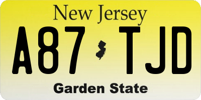 NJ license plate A87TJD