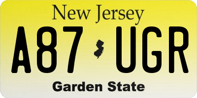 NJ license plate A87UGR