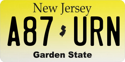 NJ license plate A87URN