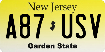 NJ license plate A87USV