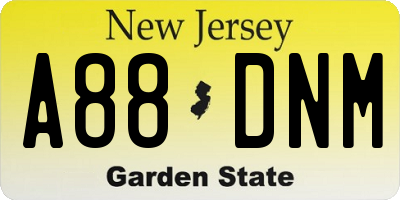 NJ license plate A88DNM