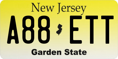 NJ license plate A88ETT