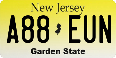 NJ license plate A88EUN