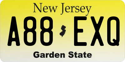 NJ license plate A88EXQ