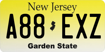 NJ license plate A88EXZ