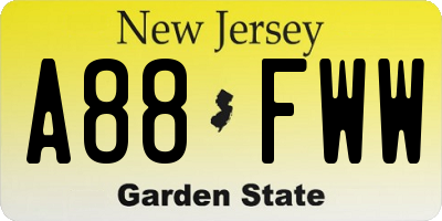 NJ license plate A88FWW