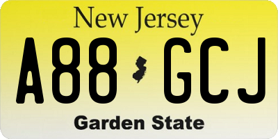 NJ license plate A88GCJ