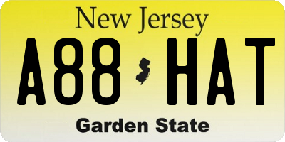 NJ license plate A88HAT