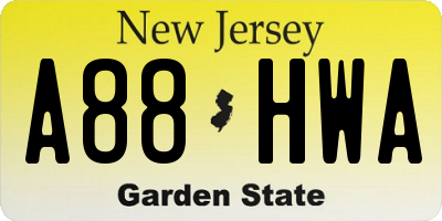 NJ license plate A88HWA