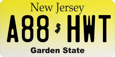NJ license plate A88HWT