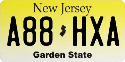NJ license plate A88HXA