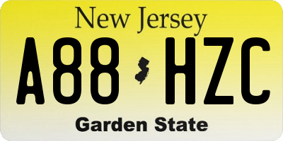 NJ license plate A88HZC