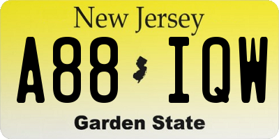 NJ license plate A88IQW