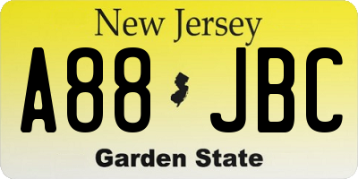 NJ license plate A88JBC