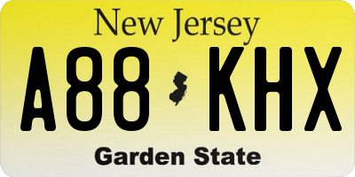 NJ license plate A88KHX