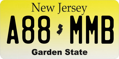 NJ license plate A88MMB