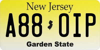 NJ license plate A88OIP