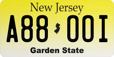 NJ license plate A88OOI