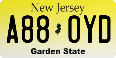 NJ license plate A88OYD