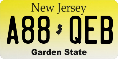 NJ license plate A88QEB